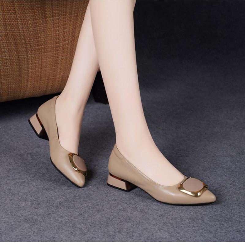 Leather Work Women Shoes - Весенние женские туфли-лодочки с острым носком